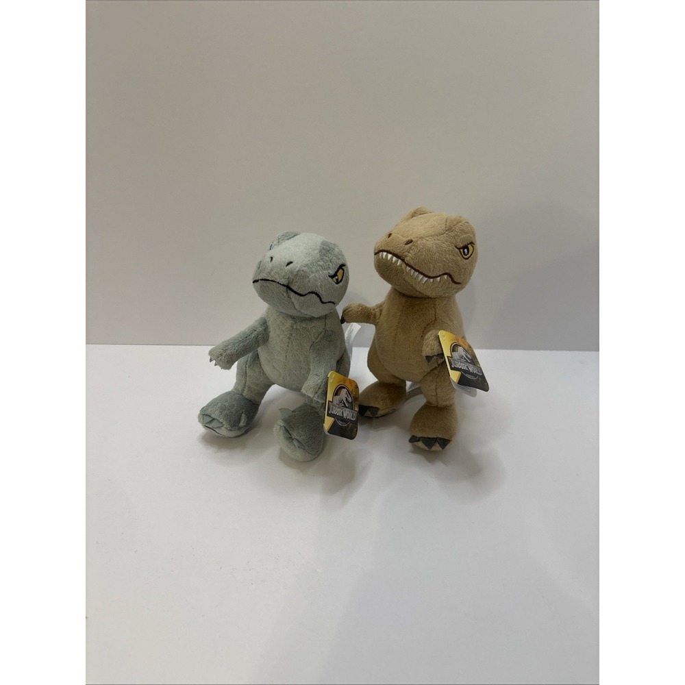7"‎ Set of 2 Jurassic World Tyrannosaurus Rex & Blue Velociraptor Dinosaur Plush